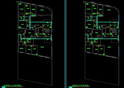 نقشه کامل تاسیسات مکانیکی آپارتمان مسکونی 5000 متری با پارکینگ طبقاتی در اتوکد