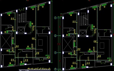 نقشه کامل تاسیسات مکانیکی ساختمان مسکونی سه طبقه با زیر زمین در اتوکد