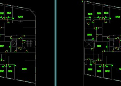 نقشه کامل تاسیسات مکانیکی آپارتمان مسکونی 5000 متری با پارکینگ طبقاتی در اتوکد