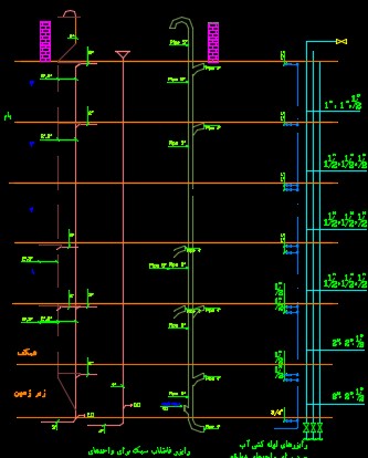نقشه کامل تاسیسات مکانیکی ساختمان مسکونی چهار طبقه 24 واحدی با پارکینگ زیر زمین در اتوکد
