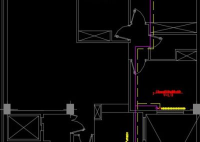نقشه کامل تاسیسات مکانیکی ساختمان مسکونی پنج طبقه و 2000 متری در اتوکد